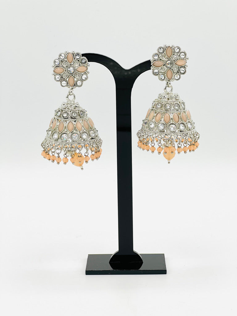 Peach Jhumka Earrings
