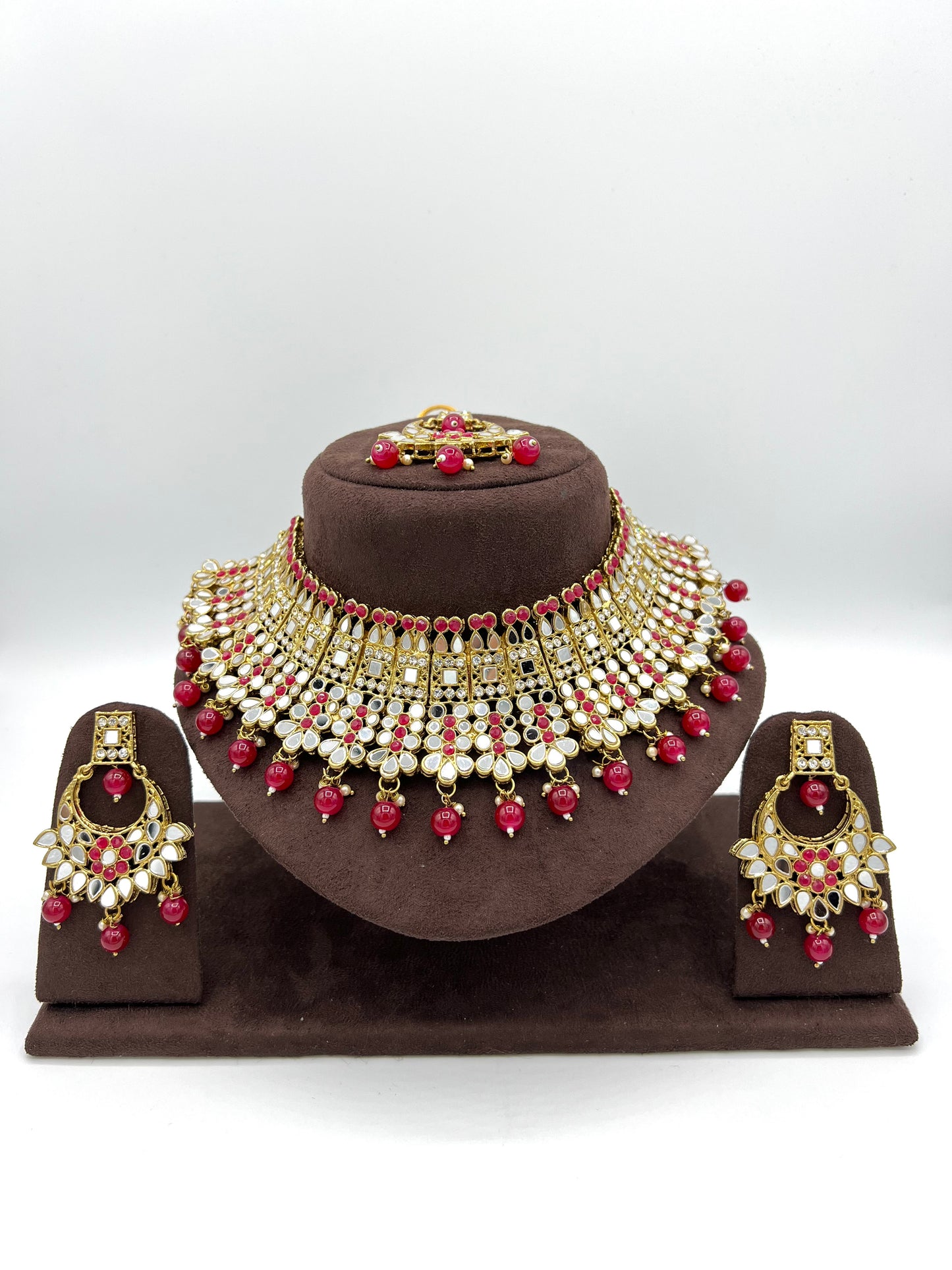 Red Sheesha Kundan Set