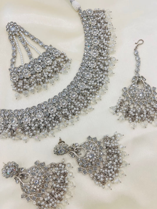 Silver Alamzeb Necklace Set